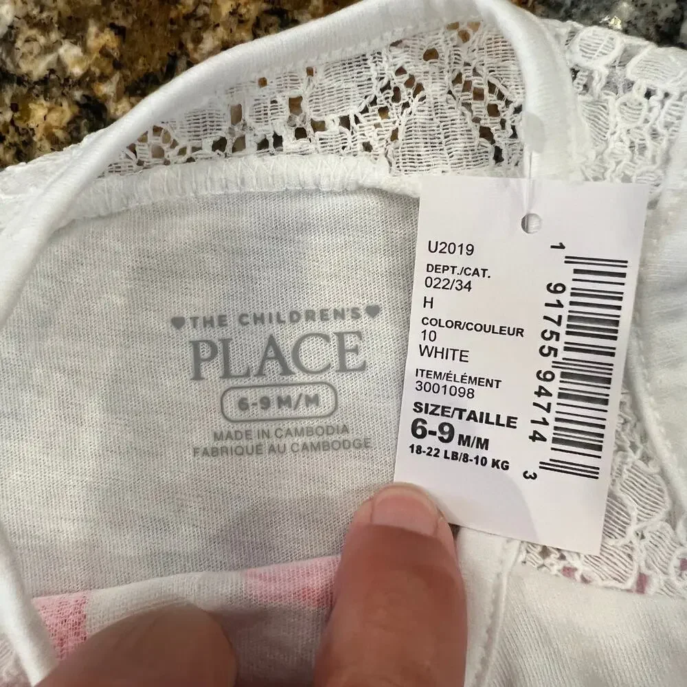 NWT Children's Place White Lace & Sequin Floral LOVE Tank & Skort Outfit - 6-9M